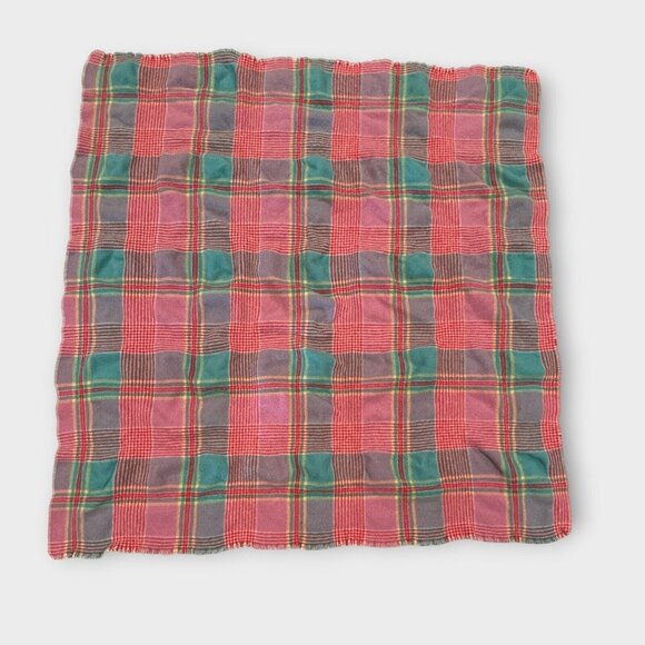 Vintage Ralph Lauren Plaid 100% Wool Blanket Madras MADE IN USA WPL-6280 *SHRUNK - Picture 1 of 9